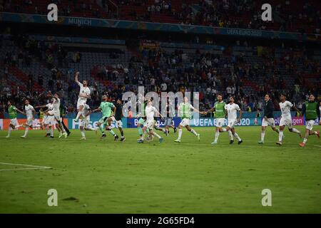 Munchen, Allemagne. 2 juillet 2021. Dernière joie (Italie) lors du championnat d'Europe 2020 quart de finale de l'UEFA entre la Belgique 1-2 Italie à Allianz Arena le 02 juillet 2021 à Munchen, Allemagne. Credit: Maurizio Borsari/AFLO/Alay Live News Banque D'Images