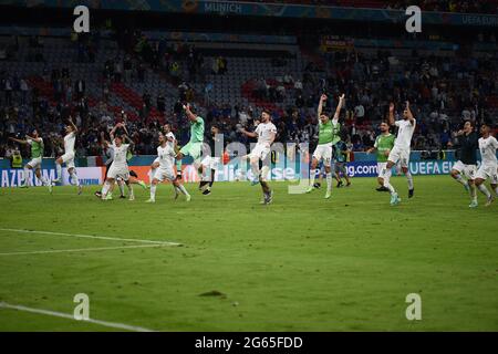 Munchen, Allemagne. 2 juillet 2021. Dernière joie (Italie) lors du championnat d'Europe 2020 quart de finale de l'UEFA entre la Belgique 1-2 Italie à Allianz Arena le 02 juillet 2021 à Munchen, Allemagne. Credit: Maurizio Borsari/AFLO/Alay Live News Banque D'Images