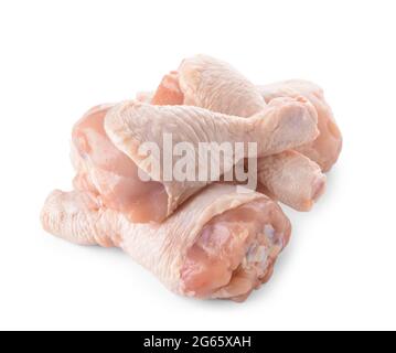 Cuisses de poulet crus sur fond blanc Banque D'Images