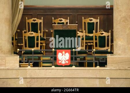 Sejm Rzeczypospolitej Polskiej (Sejm de la République de Pologne) la chambre basse du Parlement polonais à Varsovie, Pologne. 19 mai 2021 © Wojciech S. Banque D'Images
