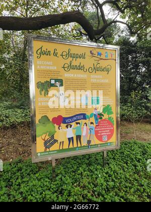 NEW DELHI - le 9 JANVIER 2021 : panneau dans le complexe de pépinière de Sunder à New Delhi, en Inde, le 9 janvier 2021. Sunder nursery est en cours d'extensi Banque D'Images