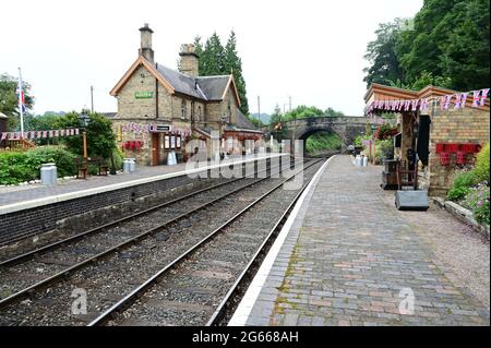 Gare d'Arley sur le chemin de fer de la vallée de Severn. Banque D'Images