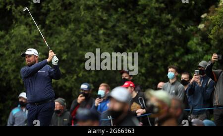 Shane Lowry sur le 3e tee pendant le troisième jour de l'Open d'Irlande duty Free de Dubaï au parcours de golf Mount Juliet Estate, Thomastown, Co Kilkenny. Date de la photo: Samedi 3 juillet 2021. Banque D'Images