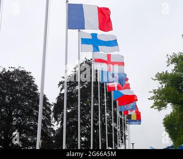 Kilkenny, Irlande. 3 juillet 2021 ; Mount Juliet Golf Club, Kilkenny, Irlande ; Dubai Duty Free Irish Open Golf, 3e jour ; les drapeaux internes dans le crédit Breeze : action plus Sports Images/Alay Live News Banque D'Images