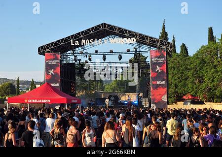 Vue générale de la scène principale du Festival de Vida 2021.Vida 2021, un festival international qui se tient dans la ville de Vilanova i la Geltru (Barcelone) pendant trois jours et qui, avec plus de 50 spectacles en direct, réunit musique d'auteur, pop, rock, musique électronique et musique indépendante. Festival Vida 2021 tente d'offrir une expérience de la musique, de la nature, de la mer, de l'art et de la gastronomie dans un cadre bucolique en plusieurs étapes au même endroit. (Photo de Ramon Costa / SOPA Images / Sipa USA) Banque D'Images