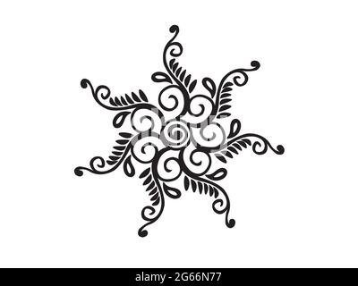 Indian Rangoli design concept de la ligne d'art floral isolé sur fond blanc Illustration de Vecteur