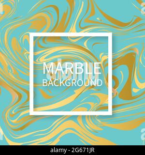 Fond vert menthe et marbre or. Toile de fond à effet liquide. Imitations de peinture acrylique dessinée à la main. Illustration du vecteur de surface marbrulante Illustration de Vecteur