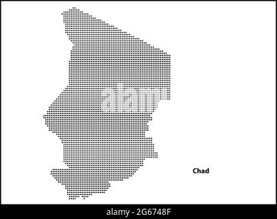 Carte vectorielle en demi-ton en pointillés du pays du Tchad pour votre conception, Travel Illustration concept. Illustration de Vecteur