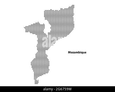 Carte vectorielle en demi-ton en pointillés du pays du Mozambique pour votre conception, Travel Illustration concept. Illustration de Vecteur