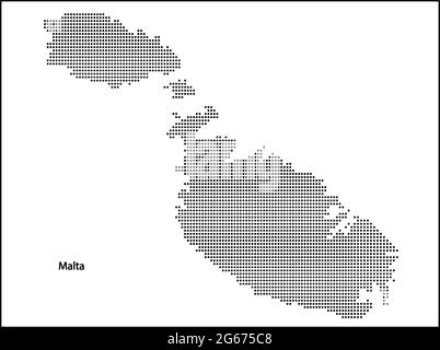 Carte vectorielle en demi-ton en pointillés du pays de Malte pour votre conception, Travel Illustration concept. Illustration de Vecteur