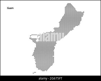 Carte vectorielle en demi-ton en pointillés du pays de Guam pour votre conception, concept Travel Illustration. Illustration de Vecteur
