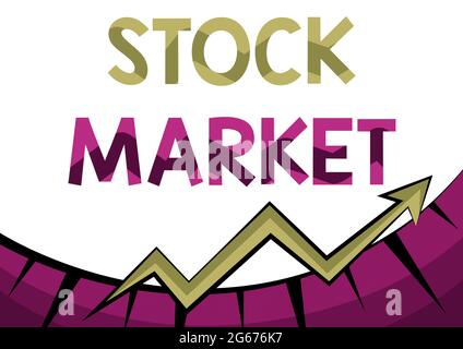 Texte écrit stock Market. Mot écrit sur un marché particulier où les actions et les obligations sont négociées ou exhange Résumé graphique présentant les progrès Banque D'Images