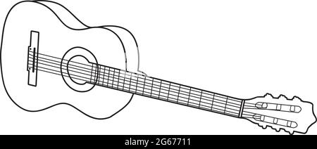 Guitare dessin à la main Vector Line art Illustration de Vecteur