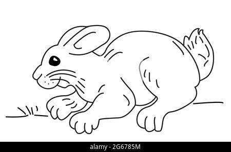 Lapin en train de courir sur le sol - enfants dessin d'art vectoriel Illustration de Vecteur