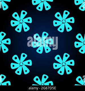 Fleur vectorielle simple isolée sur fond bleu foncé dans un motif sans couture pour les textiles Illustration de Vecteur