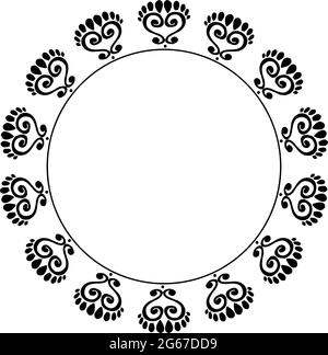 Cadre miroir rond concept d'art floral isolé sur fond blanc Illustration de Vecteur