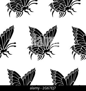 Magnifique papillon sauvage avec de grandes ailes, avec un motif sans couture Illustration de Vecteur