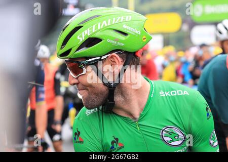 3 juillet 2021 ; Oyonnax, Auvergne-RH &#xf4 ; ne-Alpes, France ; TOUR DE FRANCE 2021 UCI Cycling World Tour Stage 8 d'Oyonnax au Grand Bornand ; Mark Cavendish (GBR) DQT Banque D'Images