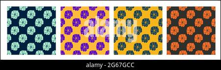 Ensemble de motifs fleuris sans couture isolés sur différentes couleurs - illustrations vectorielles Illustration de Vecteur