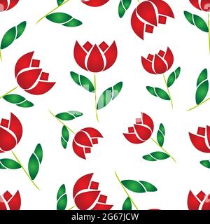 Abstrait conception florale concept de l'art populaire indien isolé sur fond blanc est dans le modèle sans couture Illustration de Vecteur