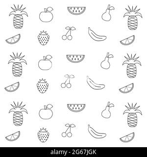 Collection nature fruit éléments vecteur icônes définir ligne mince. Ligne et vecteur illustration des fruits. Représentant les fruits, une alimentation saine, une alimentation saine Illustration de Vecteur