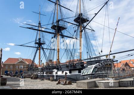 Frégate de voile HMS Trincomalee, The National Museum of the Royal Navy Hartlepool, Jackson Dock, Hartlepool, comté de Durham, Angleterre, Royaume-Uni Banque D'Images