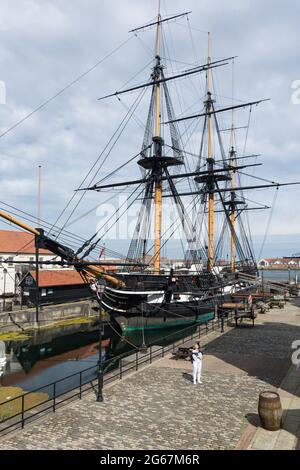 Frégate de voile HMS Trincomalee, The National Museum of the Royal Navy Hartlepool, Jackson Dock, Hartlepool, comté de Durham, Angleterre, Royaume-Uni Banque D'Images