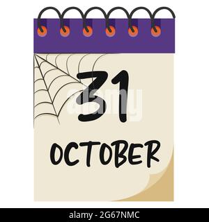 calendrier d'halloween du 31 octobre. Illustration vectorielle. Illustration de Vecteur