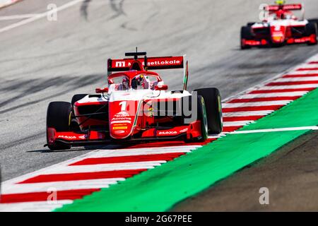 01 Hinger Dennis (NOR), Prema Racing, Dallara F3, action lors du 3ème tour du Championnat de Formule 3 2021 de la FIA du 3 au 4 juillet 2021 sur le Red Bull Ring, à Spielberg, Autriche - photo Joao Filipe / DPPI Banque D'Images