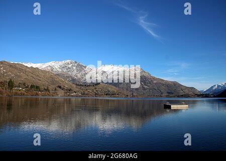 Paysage d'hiver au lac Hayes, Otago, Nouvelle-Zélande Banque D'Images