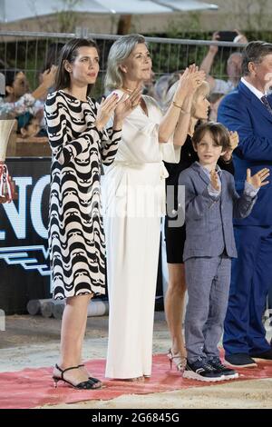 La princesse Caroline de Hanovre et Charlotte Casiraghi avec son fils Raphaël assistent au 15e saut international de Monte-Carlo, le 03 juillet 2021 à Monte-Carlo, Monaco.photo de David Niviere/ABACAPRESS.COM Banque D'Images