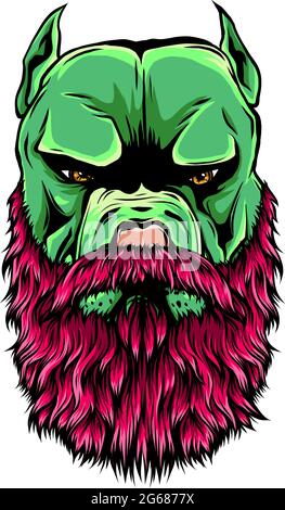 illustration vectorielle de la tête de pitbull avec la barbe Illustration de Vecteur