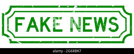 Grunge vert fake news mot caoutchouc business SEAL timbre sur arrière-plan blanc Illustration de Vecteur
