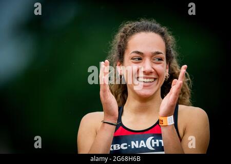 Belge Ilana Hanssens photographiée après la rencontre d'athlétisme 'KBC Nacht van de Atletiek' à Heusden-Zolder, samedi 03 juillet 2021. BELGA PHOTO JASPER J Banque D'Images