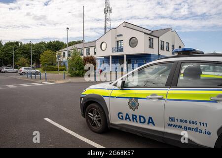 Dublin City, Dublin, Irlande, 28 juin 2021. Vue de face de la gare de Tallaght Garda Banque D'Images