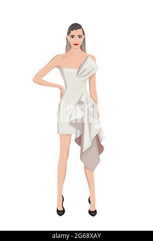 Femmes sur des talons hauts vêtues de vêtements tendance élégants - illustration de mode féminine Illustration de Vecteur