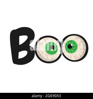 Texte d'Halloween Boo avec les yeux à l'intérieur. Illustration vectorielle. Illustration de Vecteur