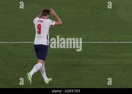 Rome, Italie, 3 juillet 2021. Harry Kane, d'Angleterre, réagit lors du match de l'UEFA Euro 2020 quart de finale au Stadio Olimpico, à Rome. Le crédit photo devrait se lire: Jonathan Moscrop / Sportimage Banque D'Images