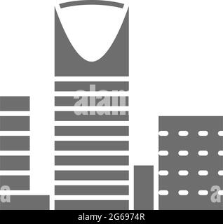 Burj Al-Mamlyak, Kingdom Center, icône grise gratte-ciel. Illustration de Vecteur