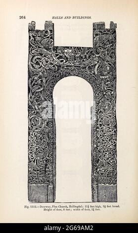 L'architecture Viking a décoré des salles et des portes sculptées dans le livre « The viking Age: The Early History, Manners, and Customs of the ancêtres of the English-Speaking nations » Volume 2 par du Chaillu, Paul B. (Paul Belloni), publié à New York par les fils de C. Scribner en 1890 Banque D'Images