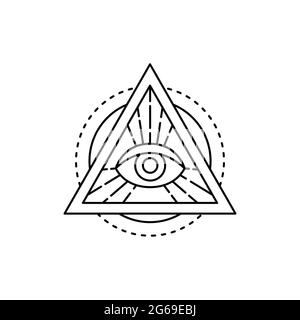 Icône de ligne de couleur illuminati pour les yeux. Elément vectoriel isolé. Pictogramme de contour pour la page Web, l'application mobile, la promotion Illustration de Vecteur