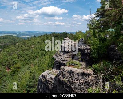 Rock face dans l'Elbsansteingebirge en Suisse saxonne Banque D'Images