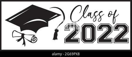 Bannière de classe 2022 avec diplôme et diplôme Illustration de Vecteur