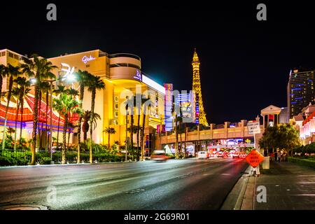 Le Strip la nuit Banque D'Images