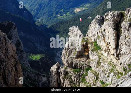 WWI. Le mont Pasubio fut le théâtre de combats acharnés des soldats italiens et austro-hongrois. Banque D'Images