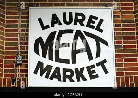 Laurel Meat Market sur main Street à Laurel, Maryland. Banque D'Images