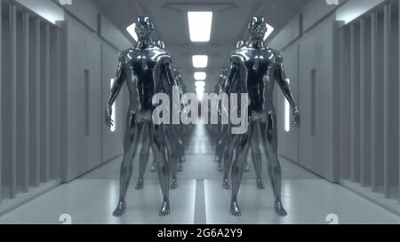 3D render. Silhouettes humanoïdes clonage Banque D'Images