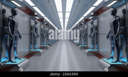 3D render. Silhouettes humanoïdes clonage Banque D'Images