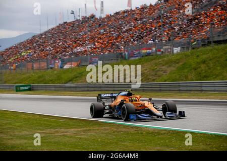 NORRIS Lando (gbr), McLaren MCL35M, action pendant la Formule 1 Grosser Preis Von Osterreich 2021, Grand Prix autrichien 2021, 9e manche du Championnat du monde Formule 1 2021 de la FIA du 2 au 4 juillet 2021 sur le Red Bull Ring, à Spielberg, Autriche - photo DPPI Banque D'Images