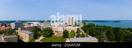 Photographie aérienne de l'Université du Wisconsin-Madison, Madison, Wisconsin, États-Unis. Banque D'Images